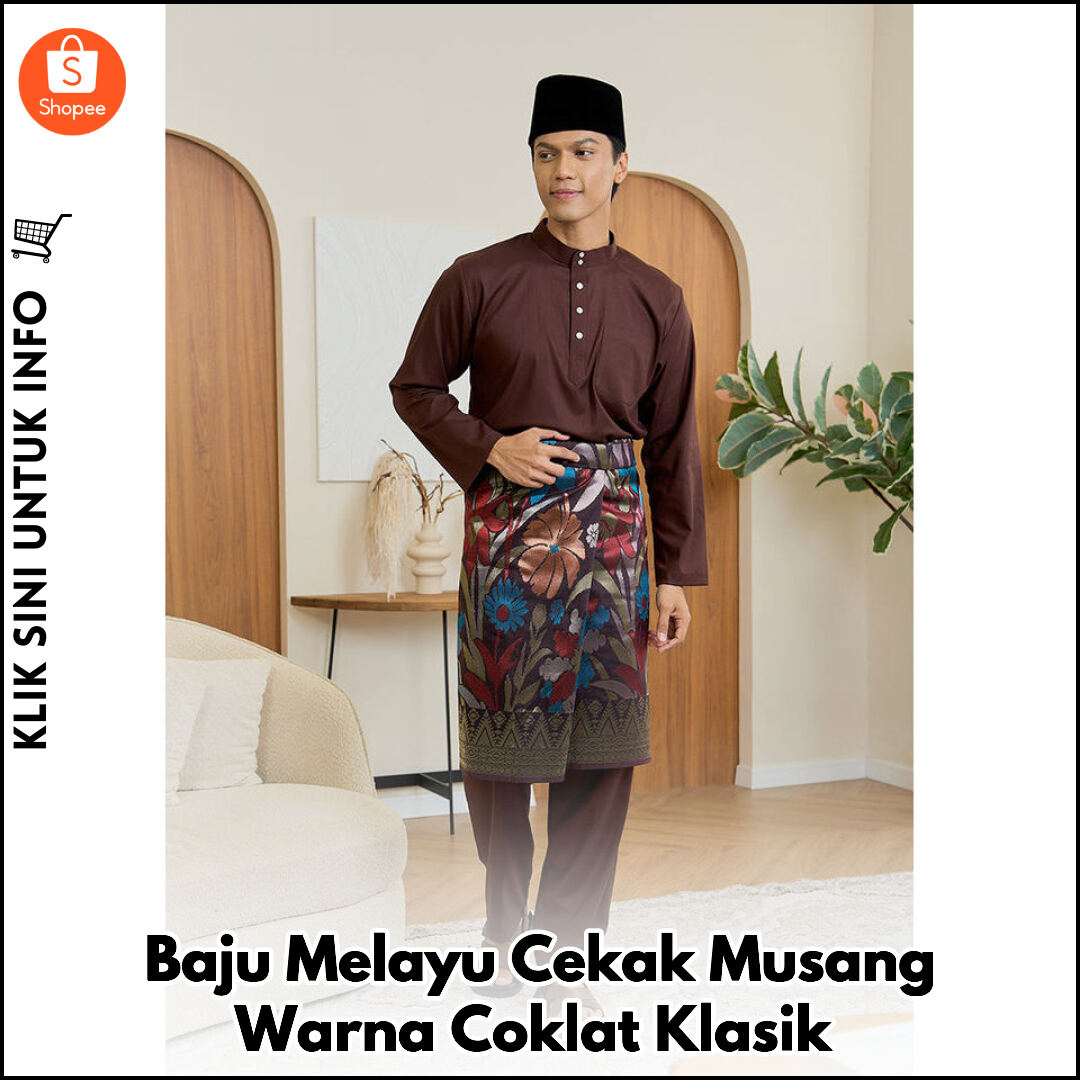 Baju Melayu Cekak Musang Warna Coklat Klasik