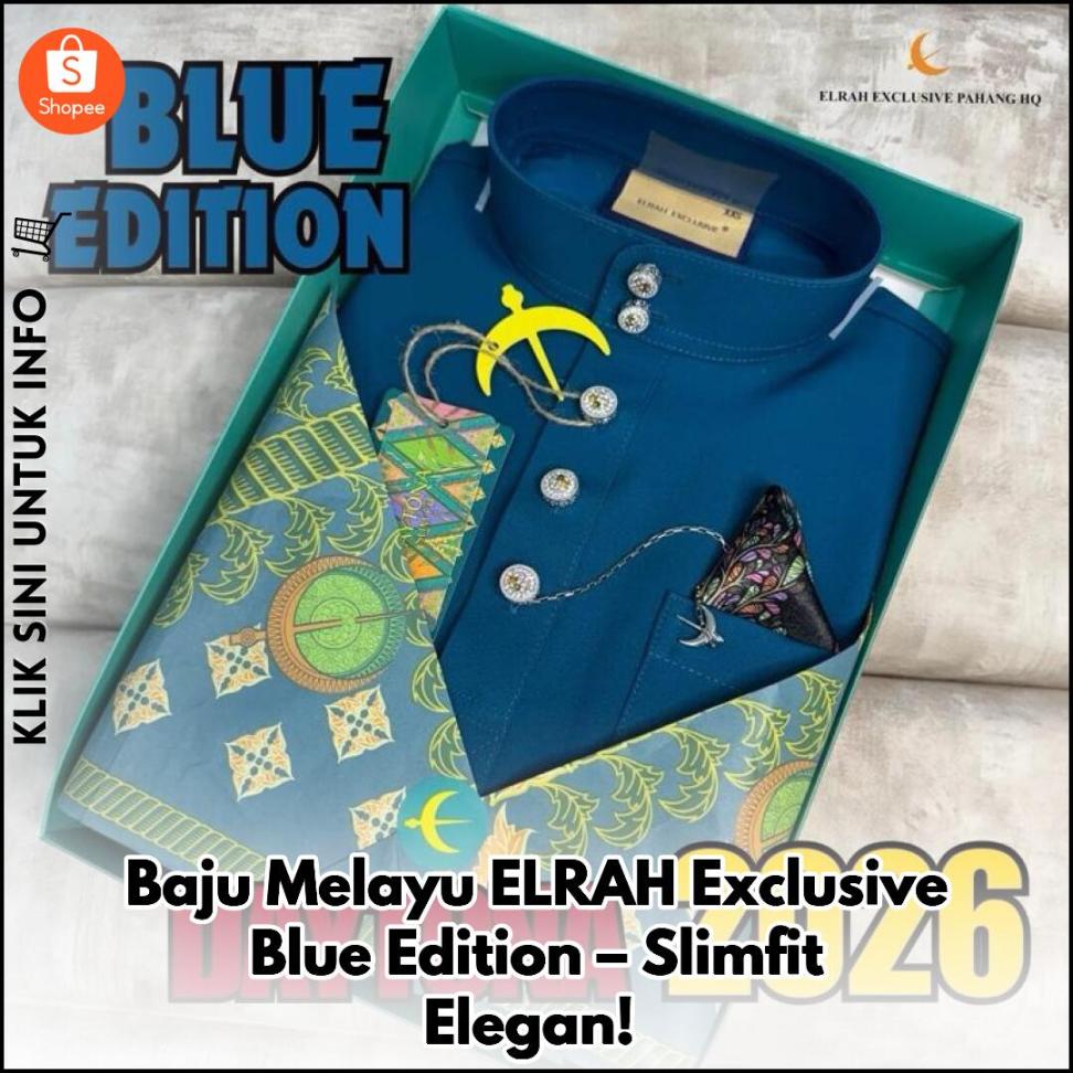 Baju Melayu ELRAH Exclusive Blue Edition – Slimfit Elegan!