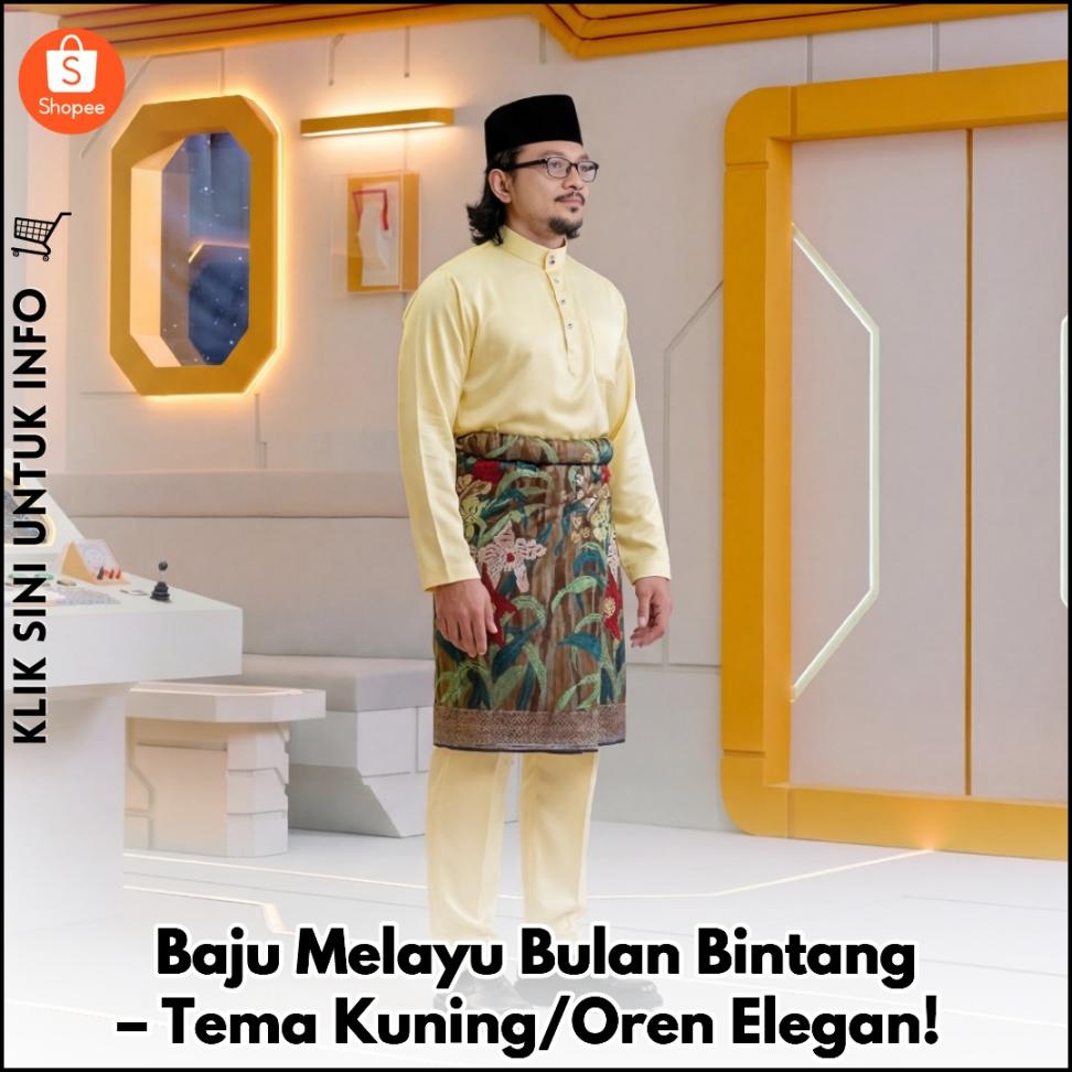 Baju Melayu Bulan Bintang – Tema Kuning/Oren Elegan!