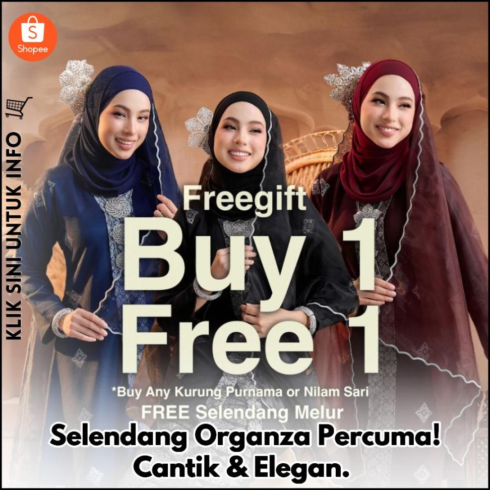 Selendang Organza Percuma! Cantik & Elegan.