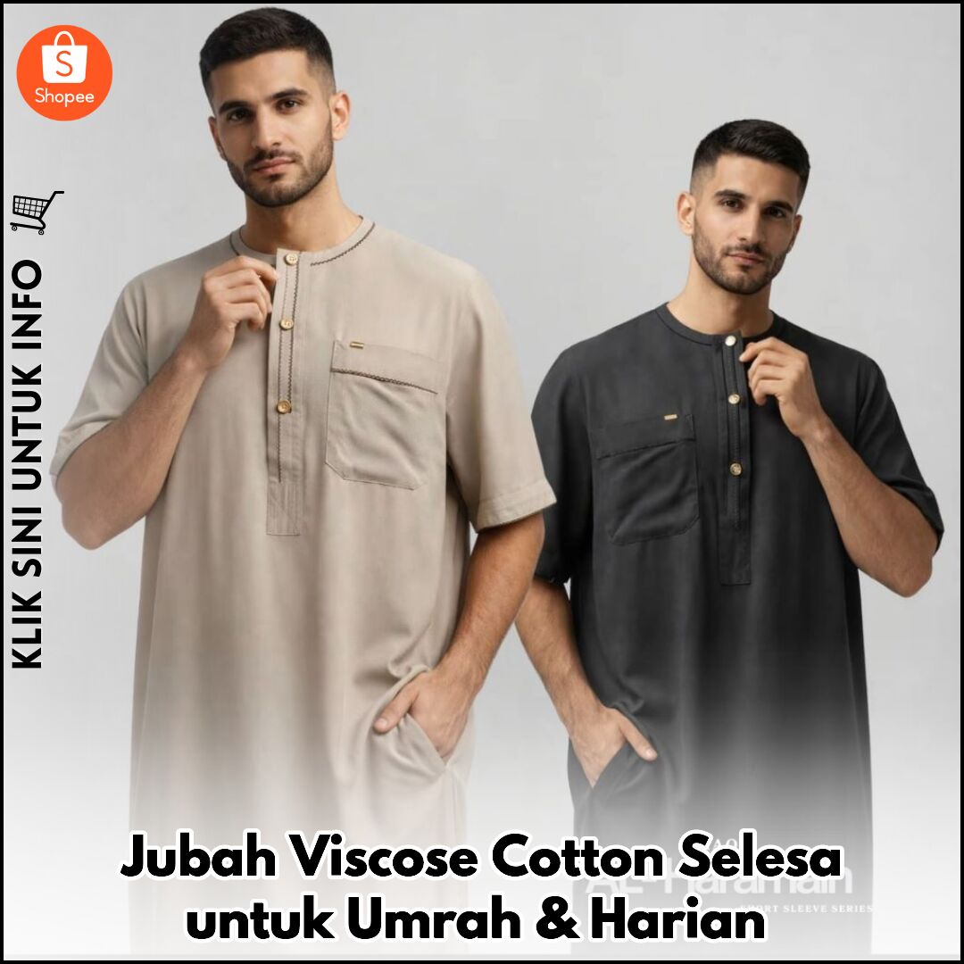 Jubah Viscose Cotton Selesa untuk Umrah & Harian