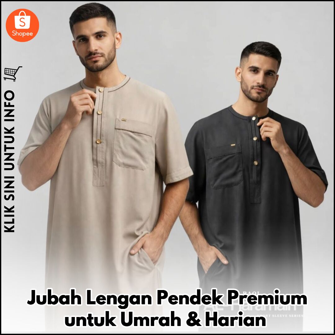 Jubah Lengan Pendek Premium untuk Umrah & Harian