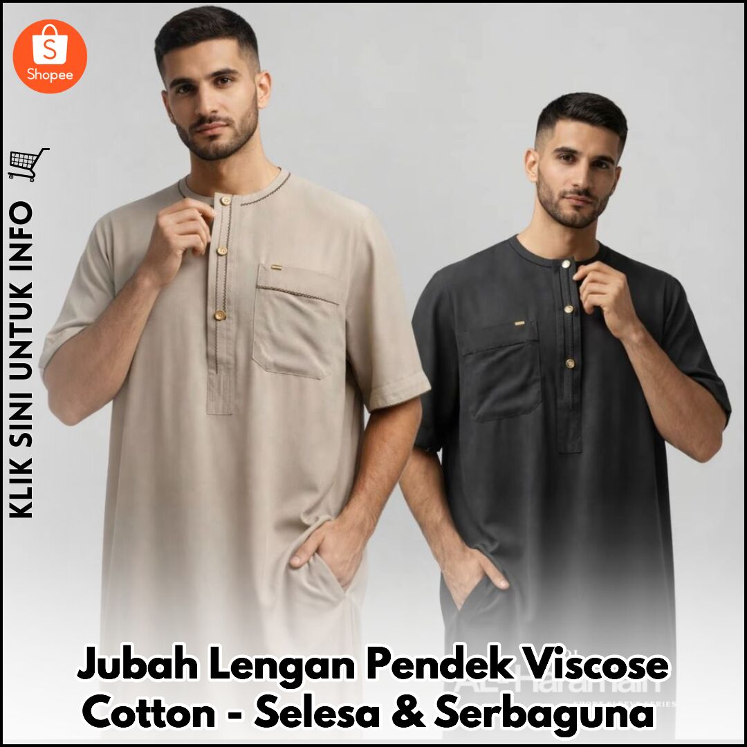 Jubah Lengan Pendek Viscose Cotton - Selesa & Serbaguna