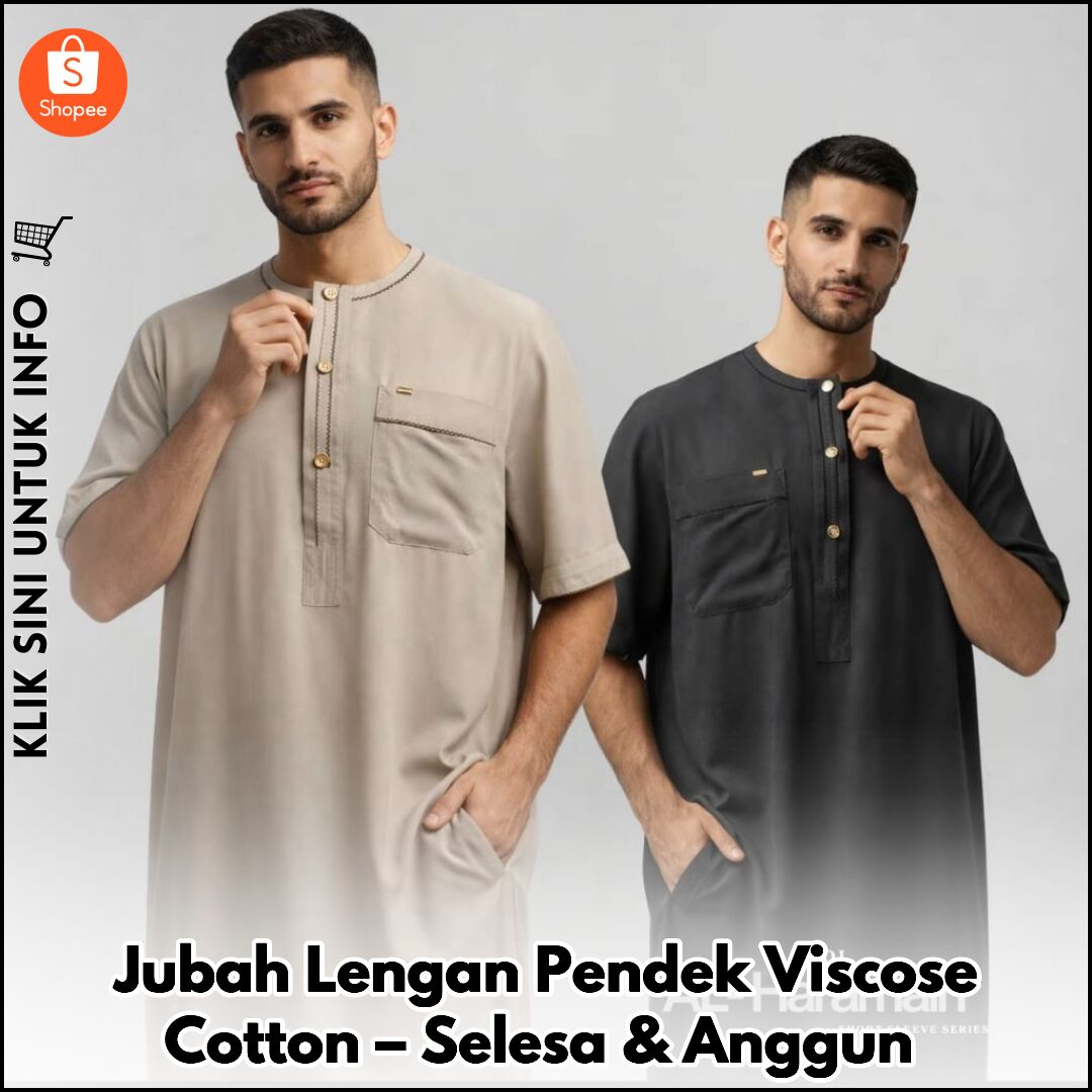 Jubah Lengan Pendek Viscose Cotton – Selesa & Anggun