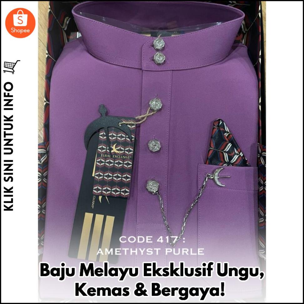 Baju Melayu Eksklusif Ungu, Kemas & Bergaya!