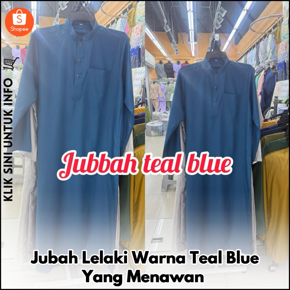 Jubah Lelaki Warna Teal Blue Yang Menawan