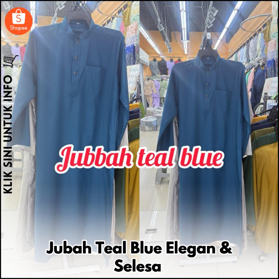 Jubah Teal Blue Elegan & Selesa