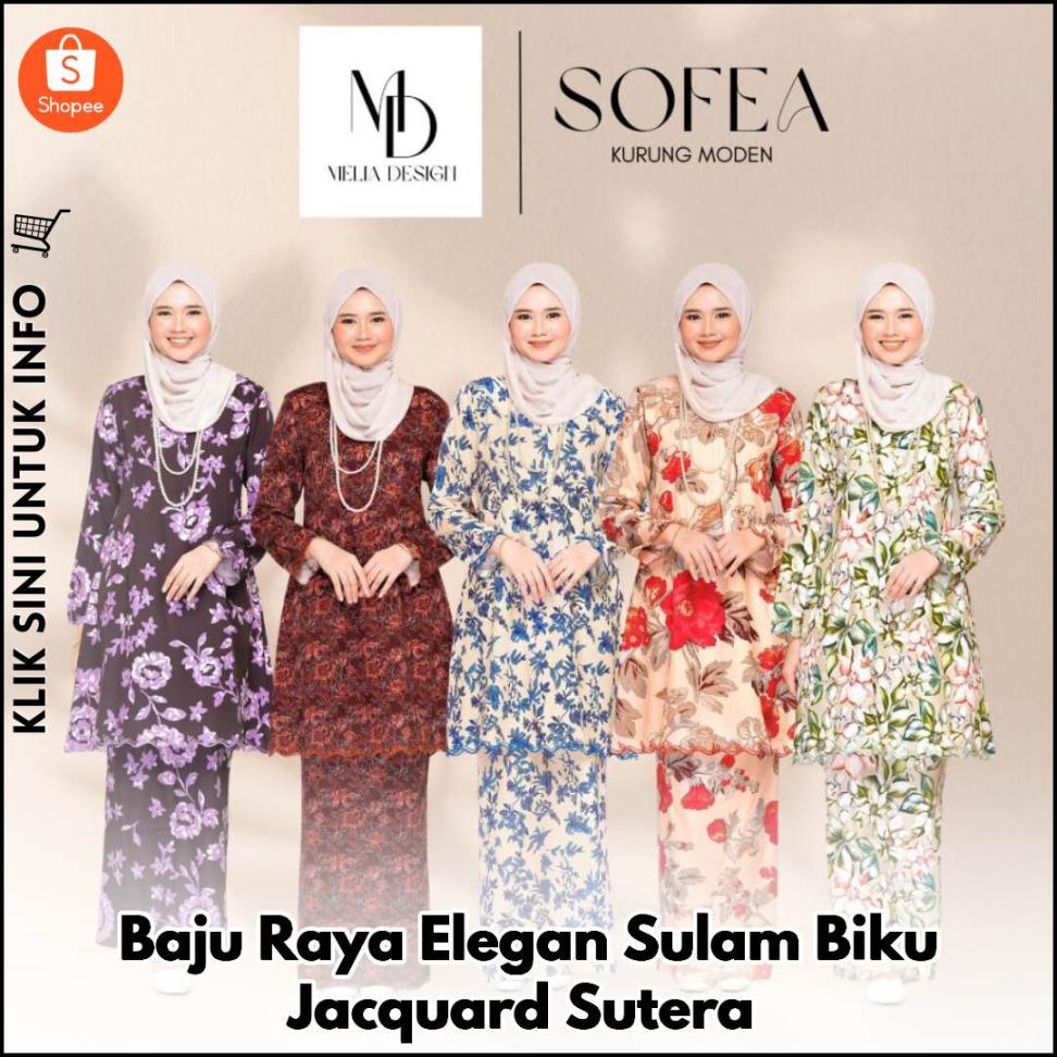 Baju Raya Elegan Sulam Biku Jacquard Sutera