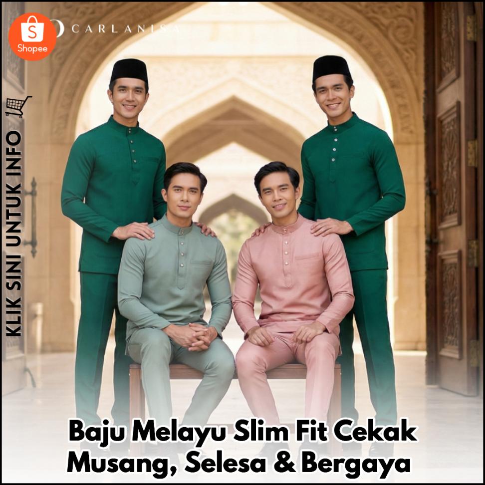 Baju Melayu Slim Fit Cekak Musang, Selesa & Bergaya