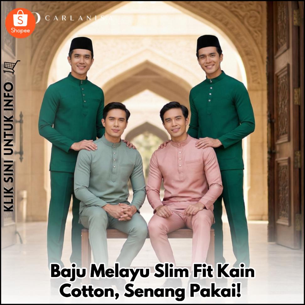 Baju Melayu Slim Fit Kain Cotton, Senang Pakai!