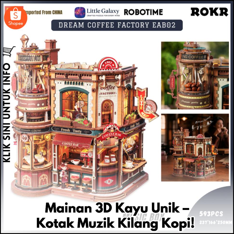 Mainan 3D Kayu Unik – Kotak Muzik Kilang Kopi!