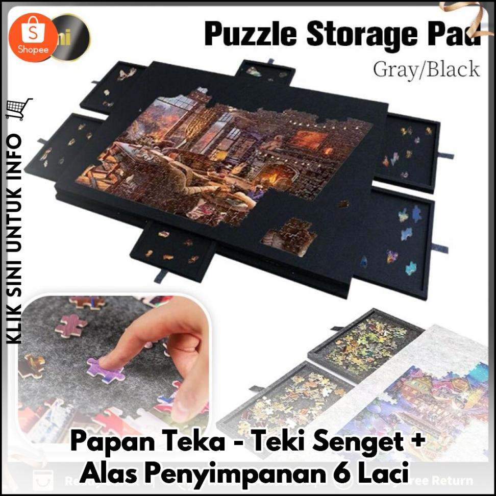Papan Teka-Teki Miring dengan Rak & 6 Laci
