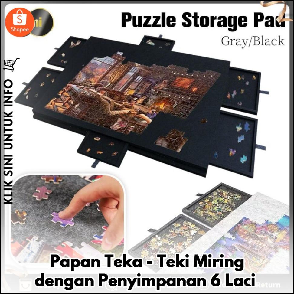 Papan Teka-Teki Miring dengan Penyimpanan 6 Laci