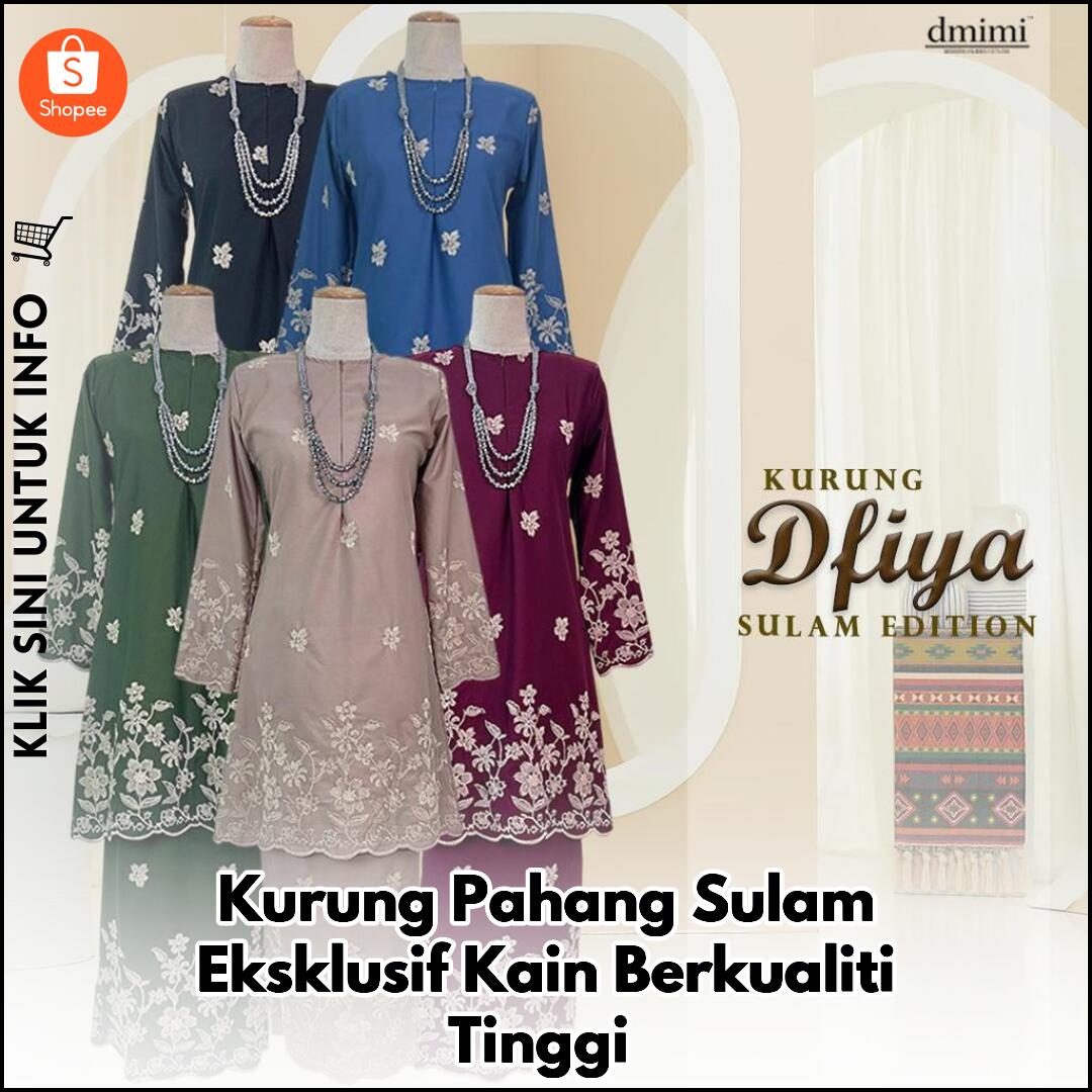 Kurung Sulam Pahang Labuh, Kain Cotton Germany Berkualiti Tinggi