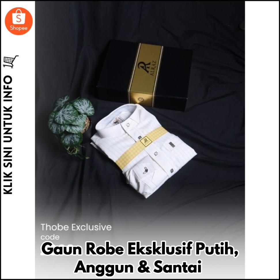 Gaun Robe Eksklusif Putih, Anggun & Santai