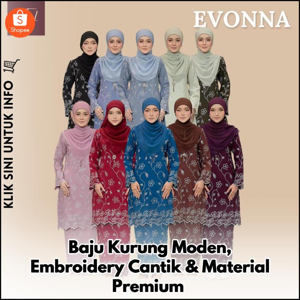 Baju Kurung Moden, Embroidery Cantik & Material Premium