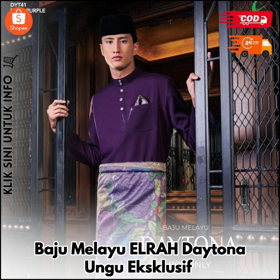Baju Melayu ELRAH Daytona Ungu Eksklusif