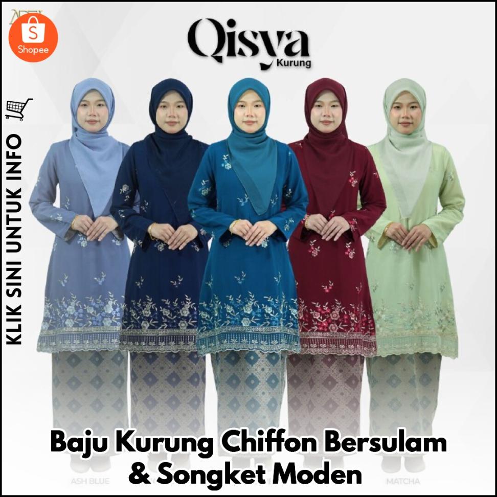 Baju Kurung Chiffon Bersulam & Songket Moden