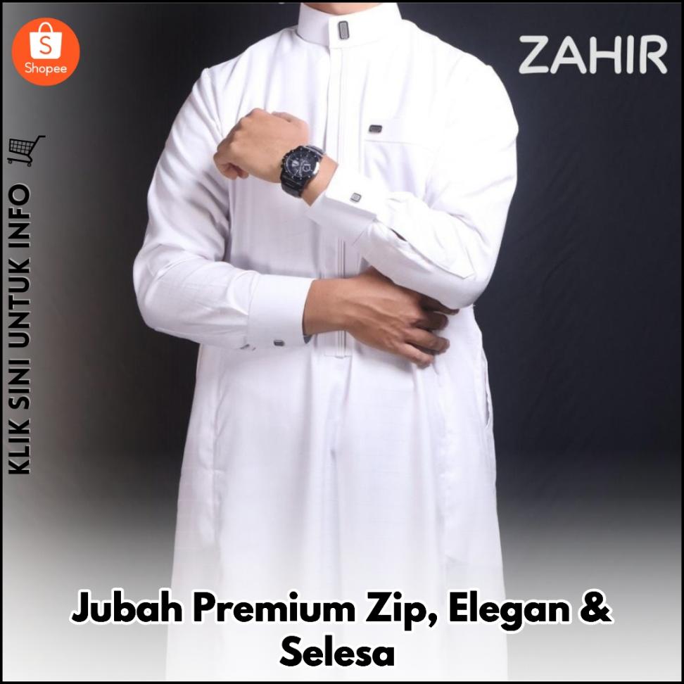 Jubah Premium Zip, Elegan & Selesa
