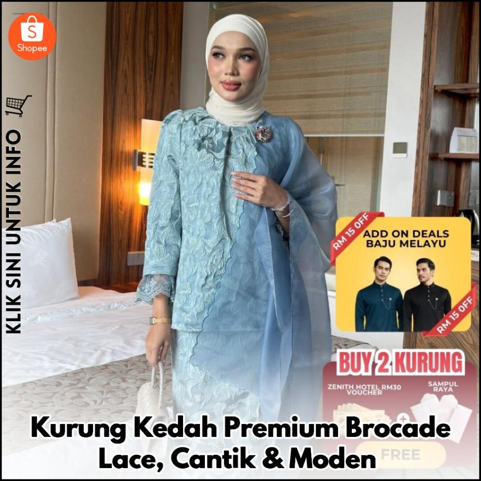 Kurung Kedah Premium Brocade Lace, Cantik & Moden