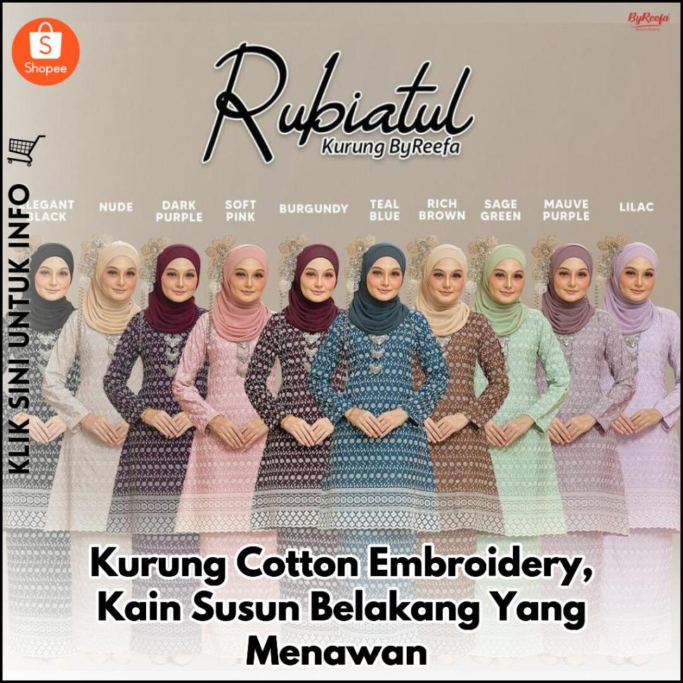 Kurung Cotton Embroidery, Kain Susun Belakang Yang Menawan