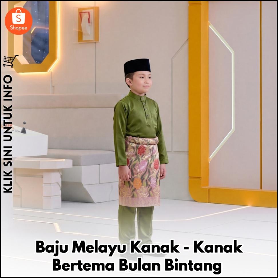 Baju Melayu Kanak-Kanak Bertema Bulan Bintang
