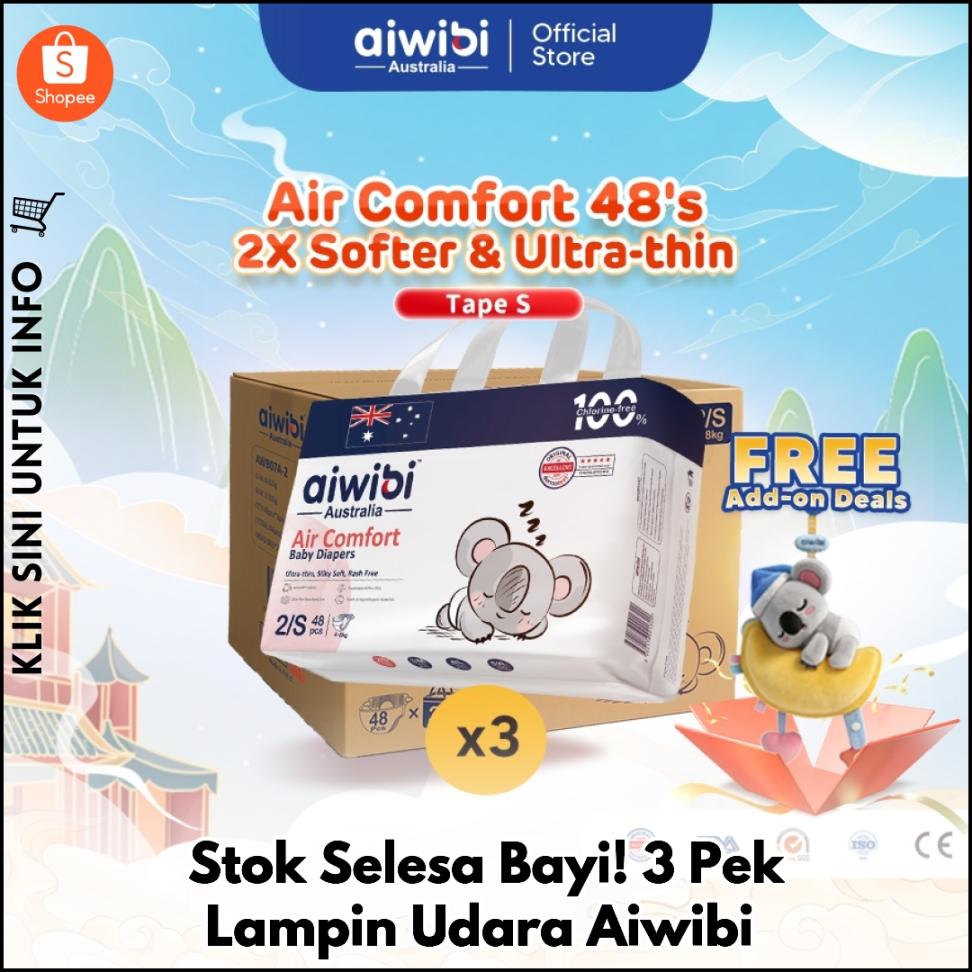 Stok Selesa Bayi! 3 Pek Lampin Udara Aiwibi