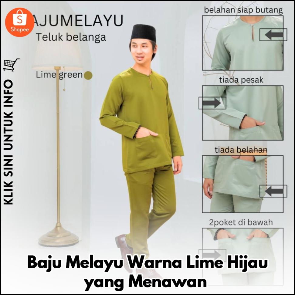 Baju Melayu Warna Lime Hijau yang Menawan