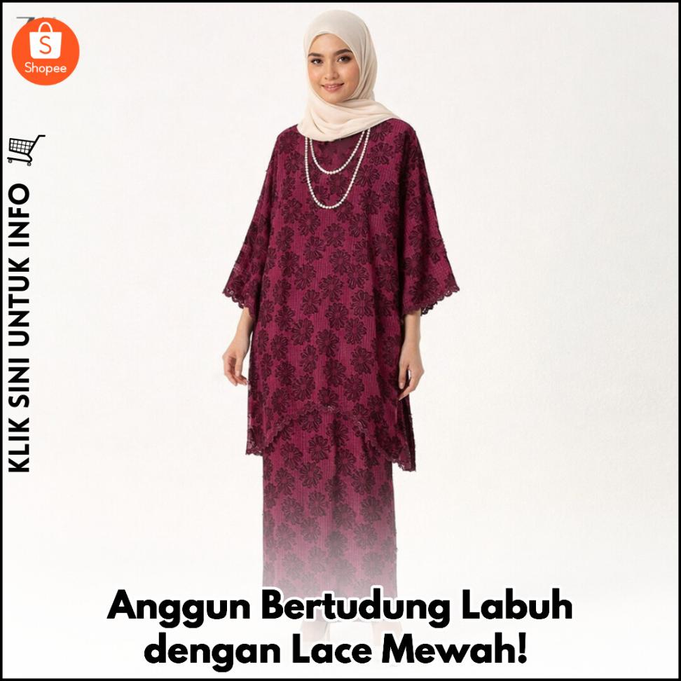 Anggun Bertudung Labuh dengan Lace Mewah!