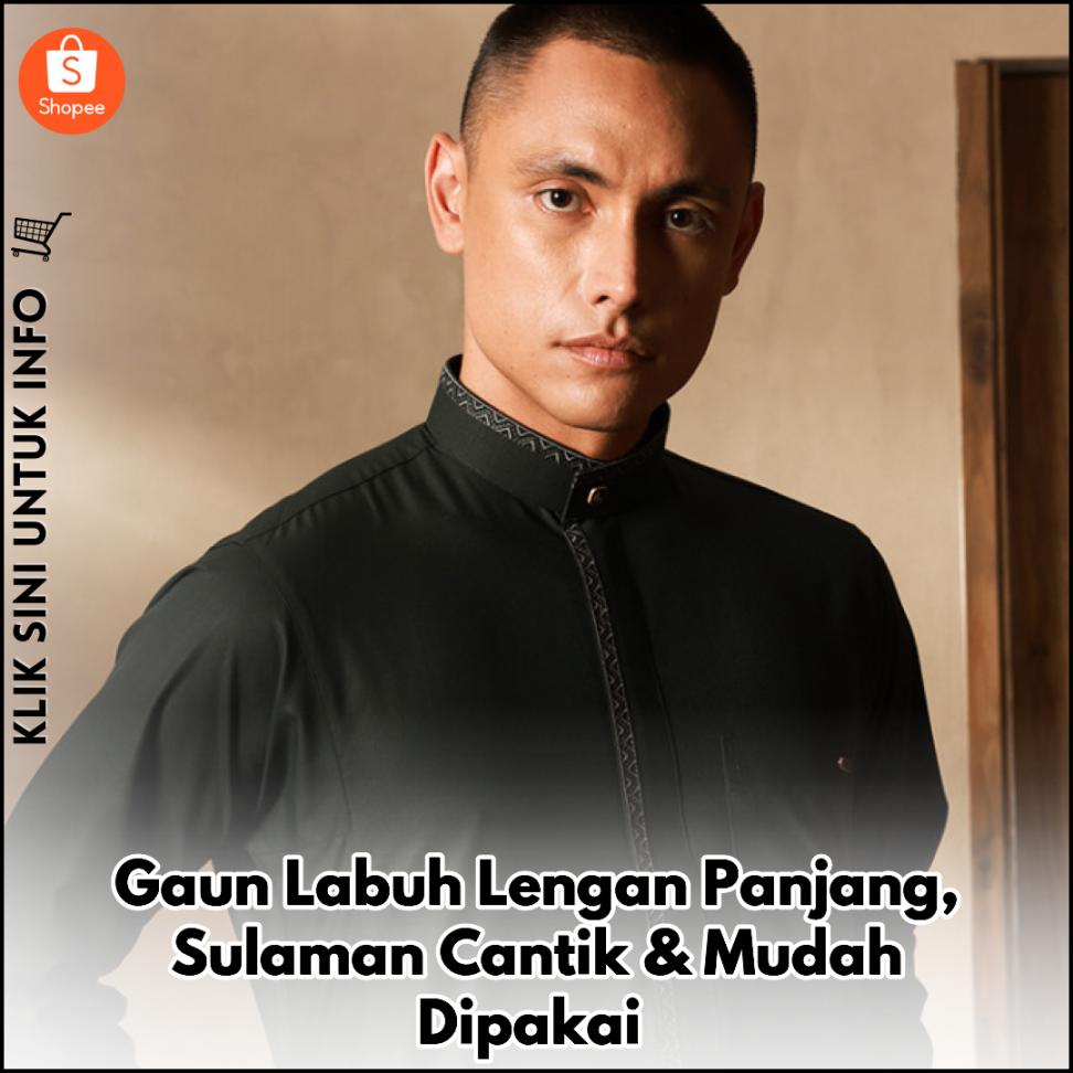 Gaun Labuh Lengan Panjang, Sulaman Cantik & Mudah Dipakai