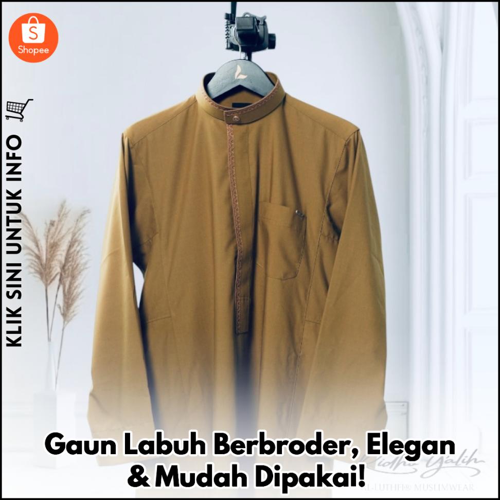 Gaun Labuh Berbroder, Elegan & Mudah Dipakai!
