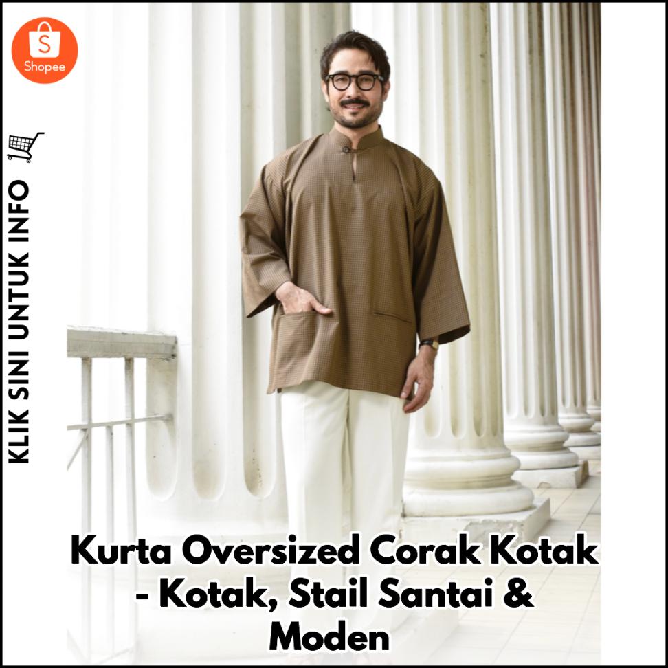 Kurta Oversized Corak Kotak-Kotak, Stail Santai & Moden
