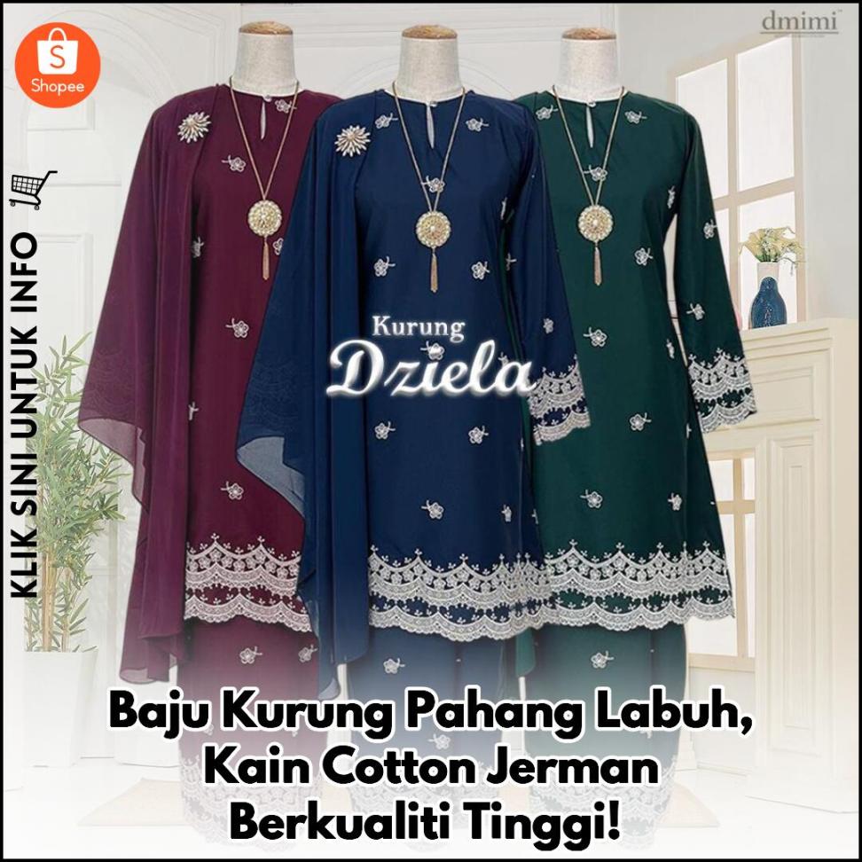 Baju Kurung Pahang Labuh, Kain Cotton Jerman Berkualiti Tinggi!