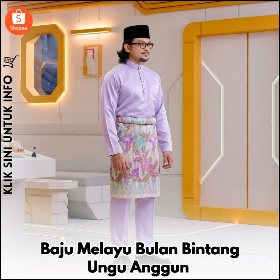 Baju Melayu Bulan Bintang Ungu Anggun