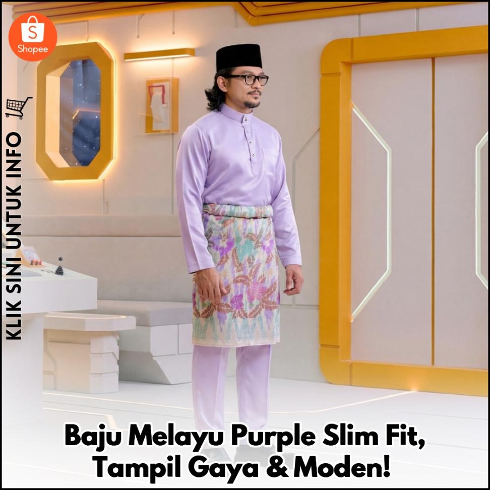 Baju Melayu Purple Slim Fit, Tampil Gaya & Moden!