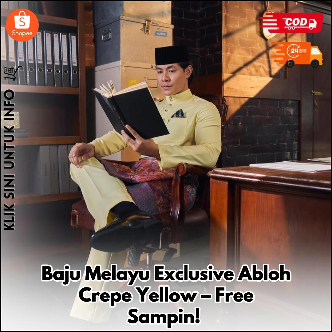 Baju Melayu Exclusive Abloh Crepe Yellow – Free Sampin!