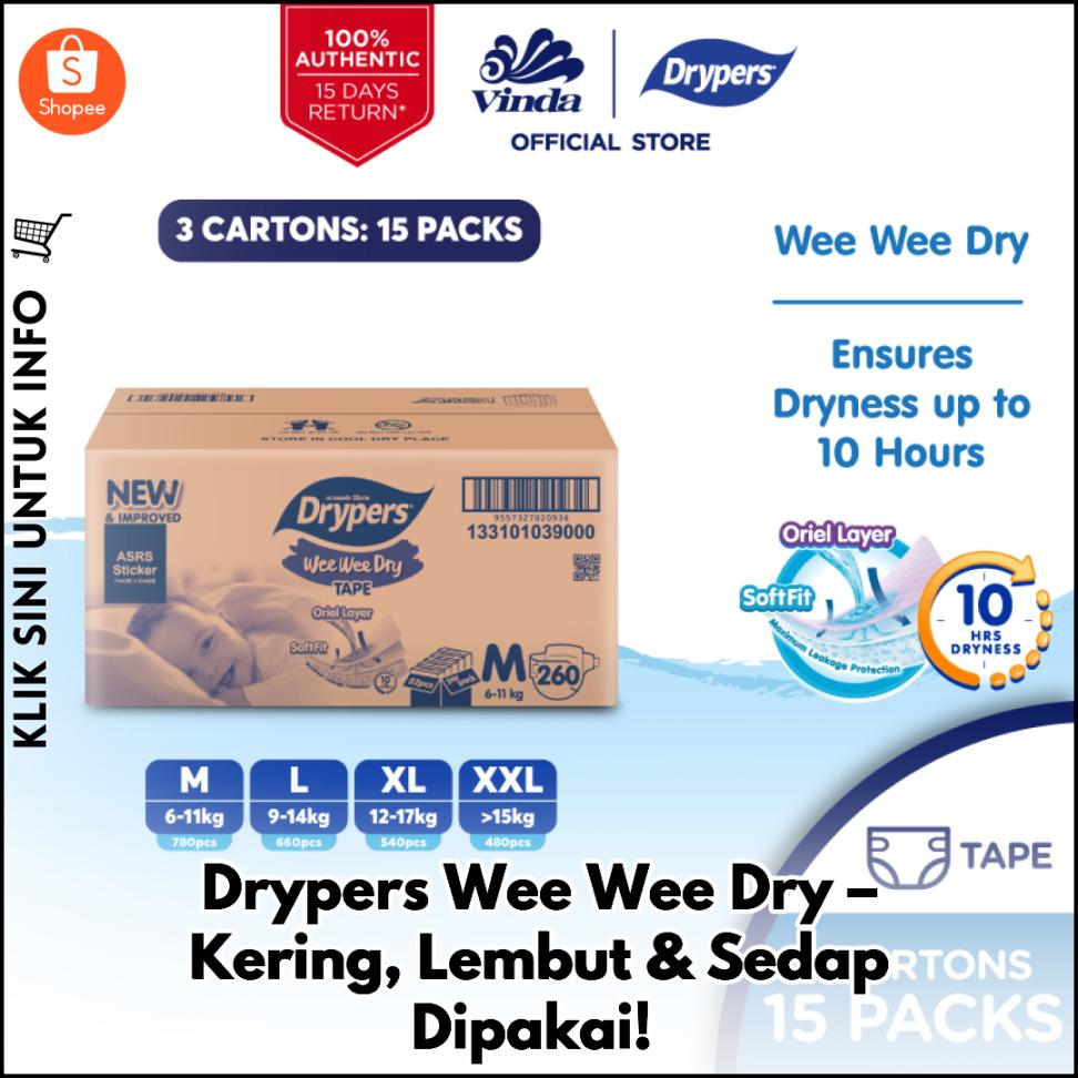 Drypers Wee Wee Dry – Kering, Lembut & Sedap Dipakai!