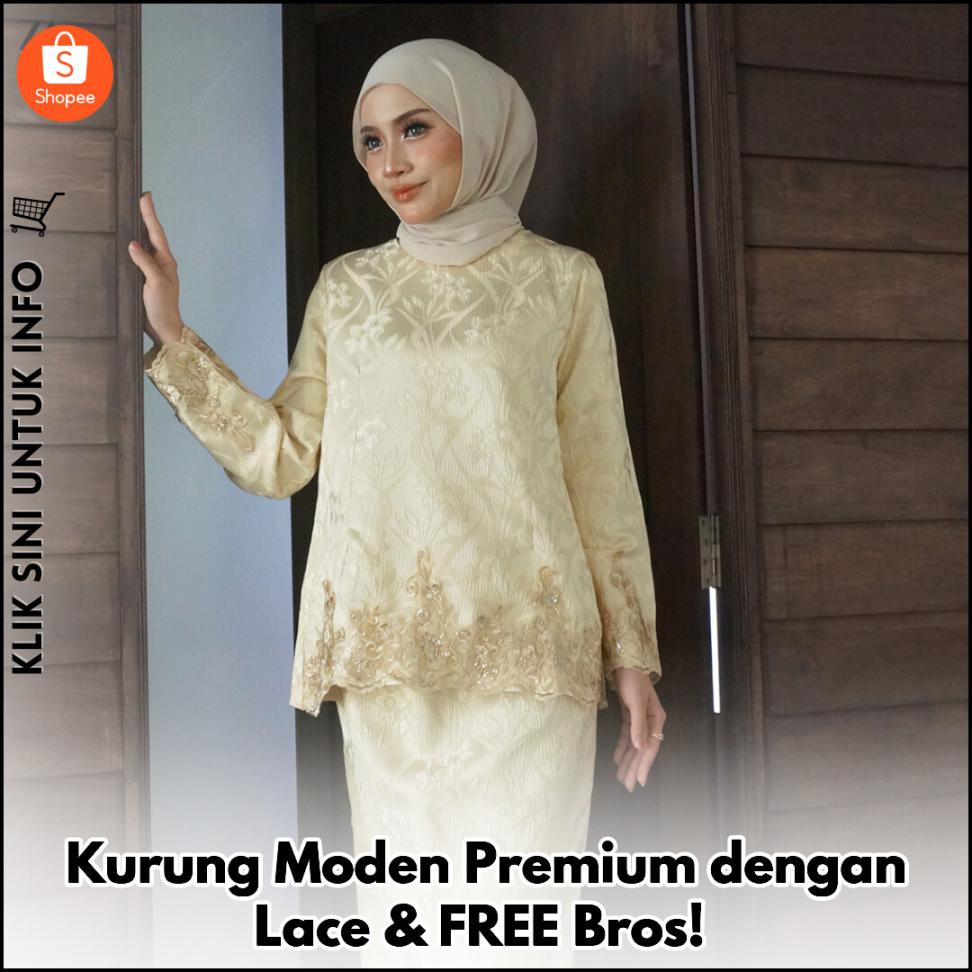 Kurung Moden Premium dengan Lace & FREE Bros!
