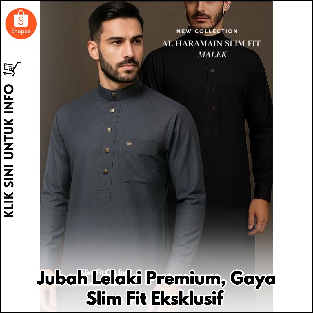 Jubah Lelaki Premium, Gaya Slim Fit Eksklusif