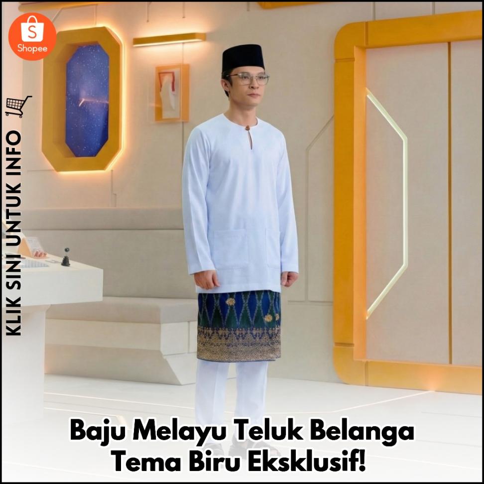 Baju Melayu Teluk Belanga Tema Biru Eksklusif!