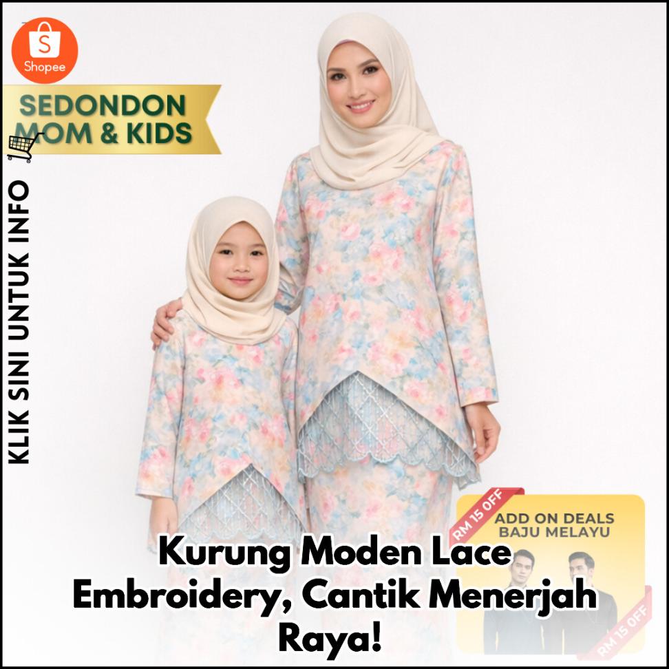 Kurung Moden Lace Embroidery, Cantik Menerjah Raya!