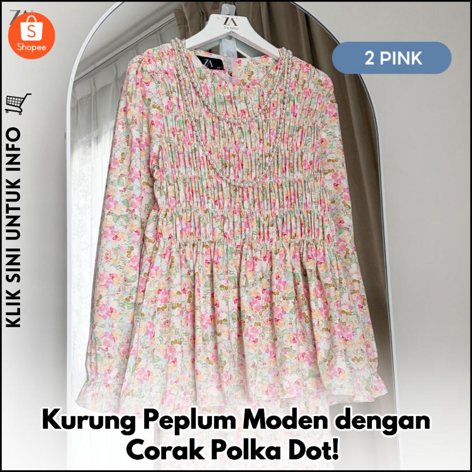 Kurung Peplum Moden dengan Corak Polka Dot!