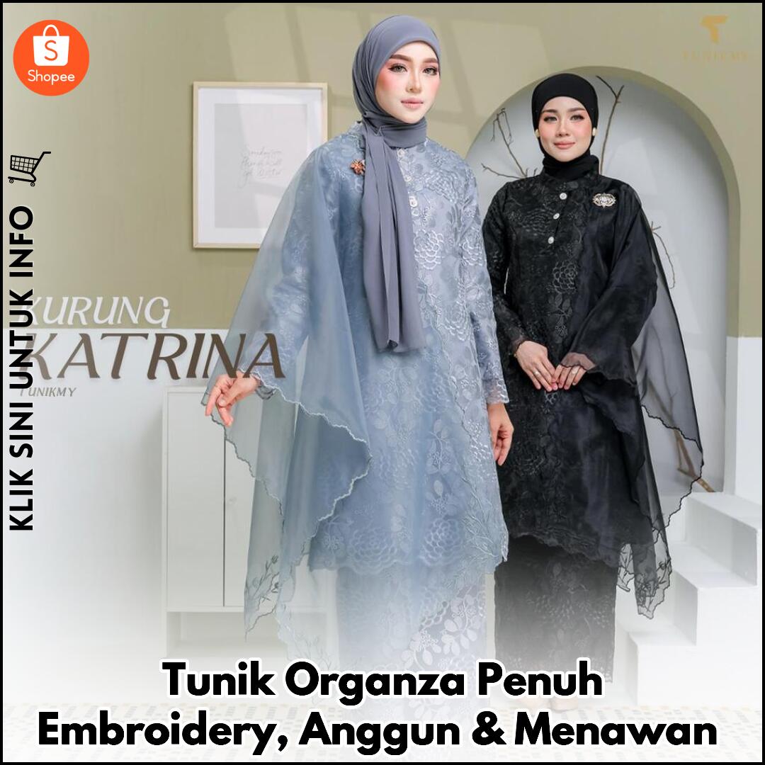 Tunik Organza Penuh Embroidery, Anggun & Menawan