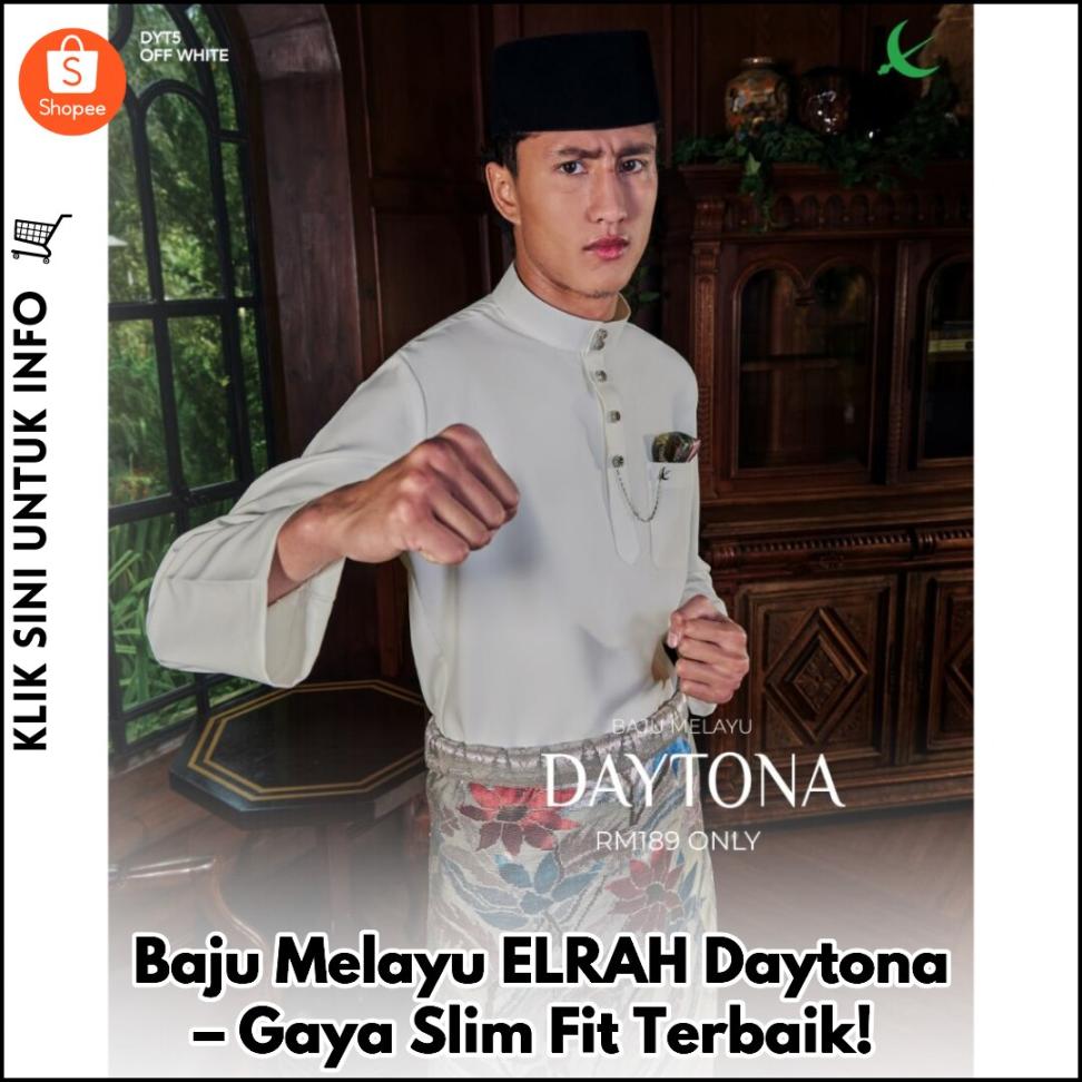 Baju Melayu ELRAH Daytona – Gaya Slim Fit Terbaik!