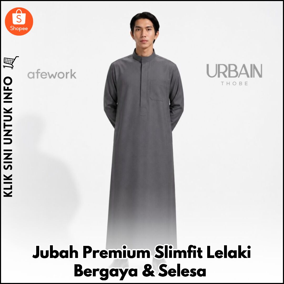 Jubah Premium Slimfit Lelaki Bergaya & Selesa