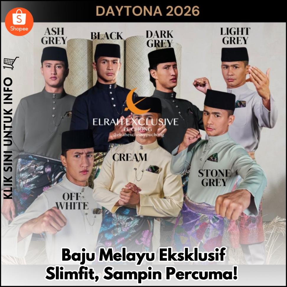 Baju Melayu Eksklusif Slimfit, Sampin Percuma!