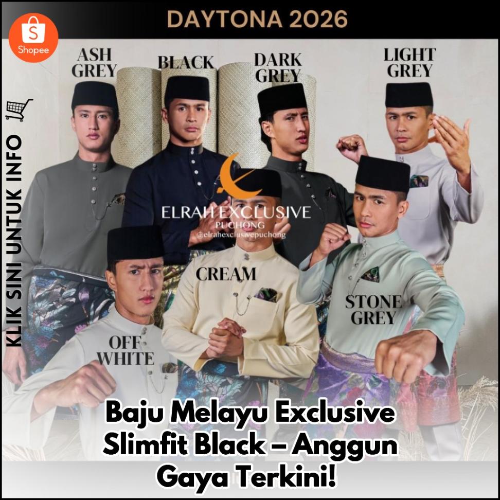 Baju Melayu Exclusive Slimfit Black – Anggun Gaya Terkini!