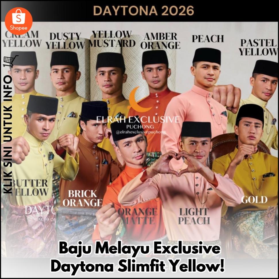 Baju Melayu Exclusive Daytona Slimfit Yellow!