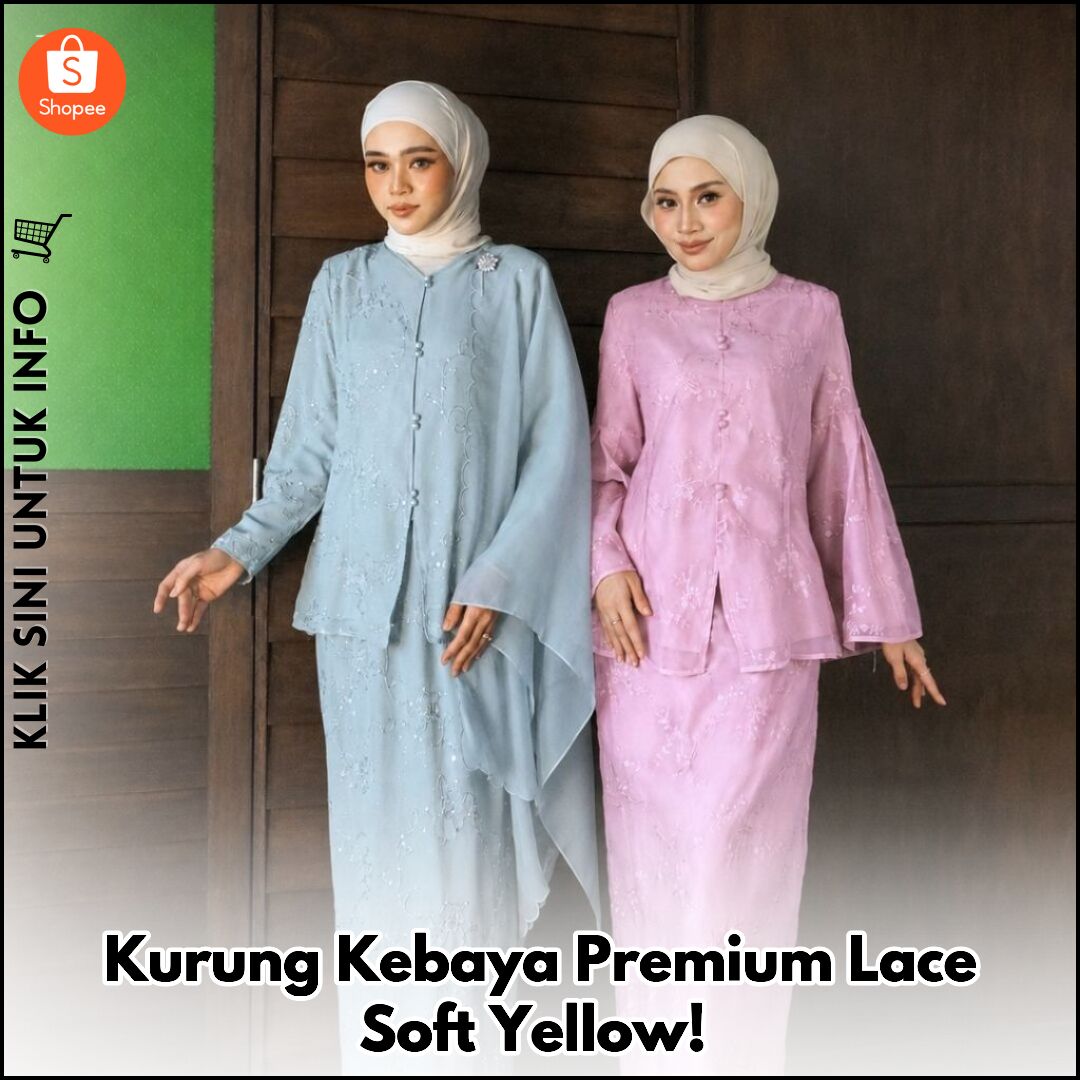 Kurung Kebaya Premium Lace Soft Yellow!