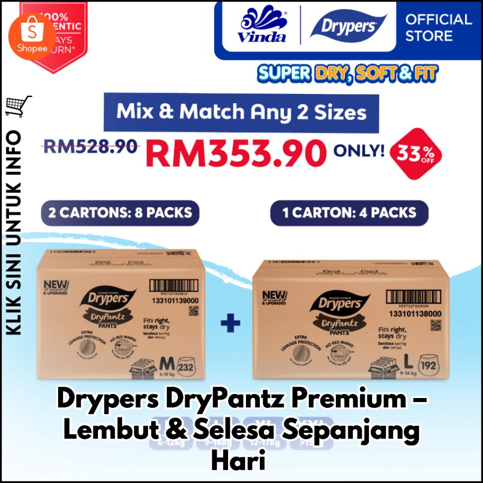 Drypers DryPantz Premium – Lembut & Selesa Sepanjang Hari